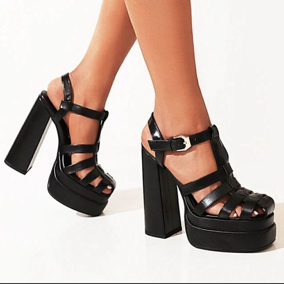 Forever 21 Faux Leather Caged Platform Heels - Picture 5 of 11